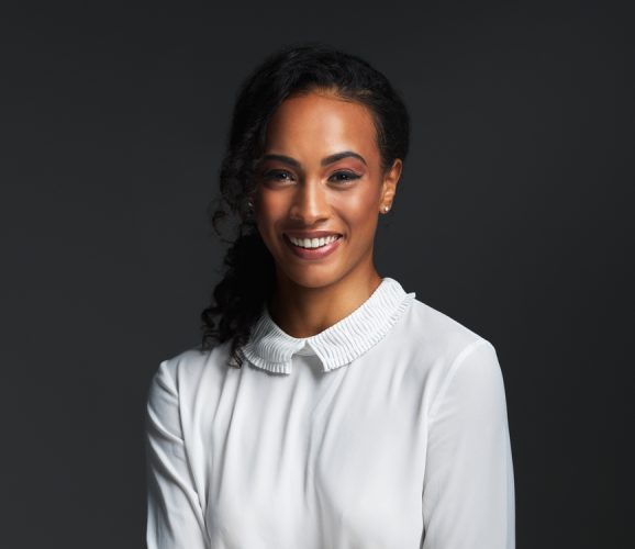 Portrait,,Business,Woman,And,Confidence,In,Dark,Background,With,Smile,
